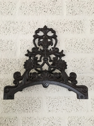  Water hose holder, metal holder, weather resistant cast iron brown